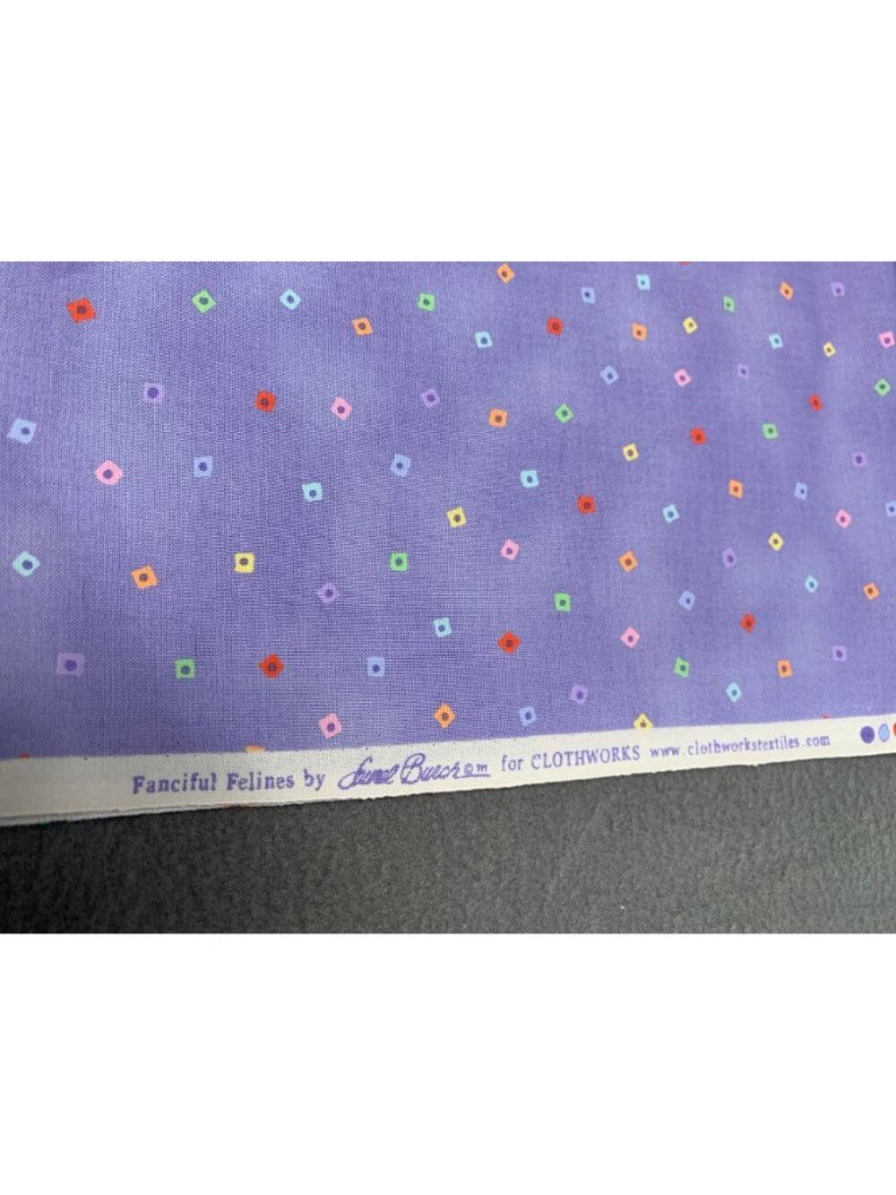 Fanciful Felines Laurel Burch Cotton Fabric 1/4 yard x 44" Purple Colorful - Picture 3 of 11